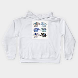 grey blue elephants Kids Hoodie